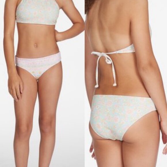 NEW Billabong Layered With Love Reversible Bikini Bottoms Size 14 Floral Swim - Picture 1 of 12